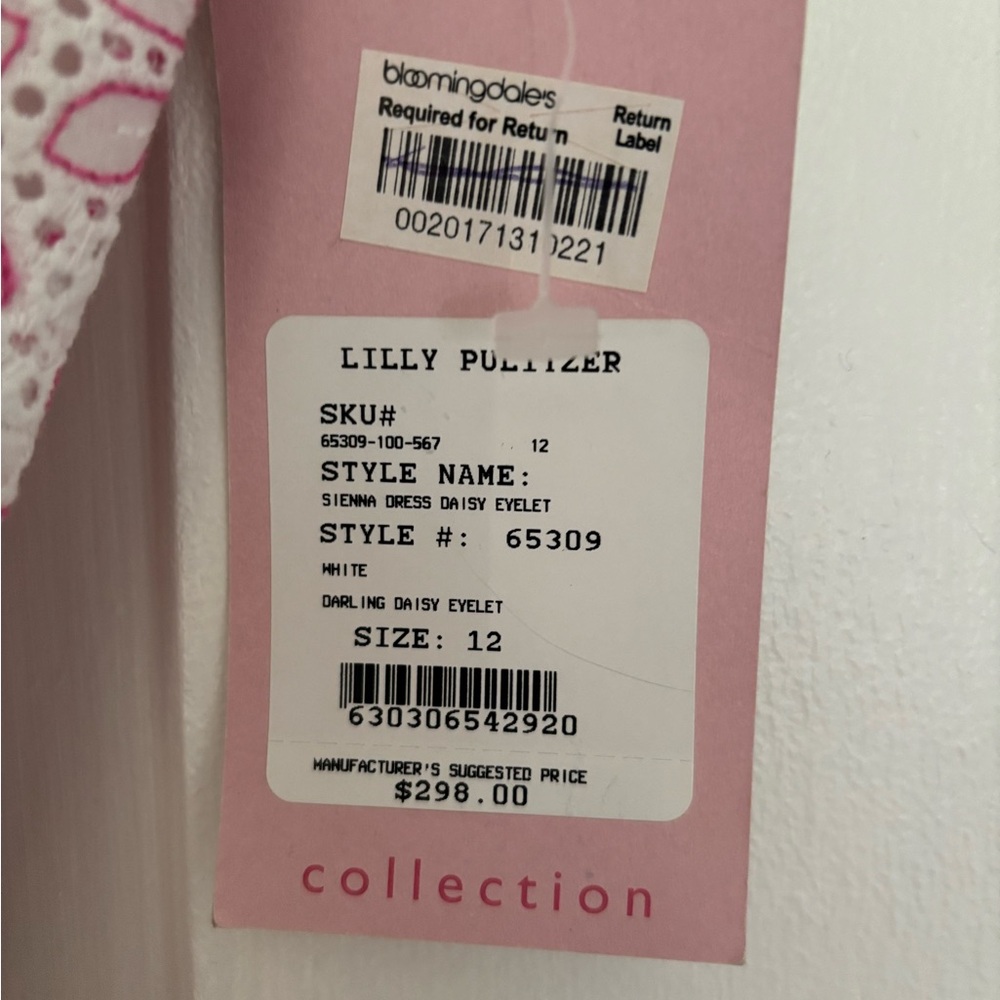 Lilly Pulitzer Pink Floral Strapless Dress with White Waist Tie - Picture 2 of 3